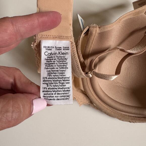 Calvin Klein QF1444 Seductive Comfort Lace Demi Lift Beige Bra NWT Size 32DDD - Picture 10 of 13